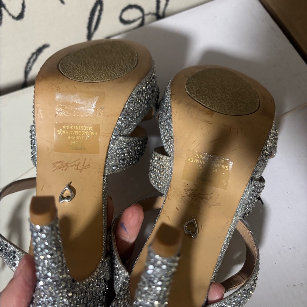 Thalia Sodi Womens VERRDA2 Fabric PEEP Toe Bridal Slingback Silver Size 9.5 - Picture 7 of 12